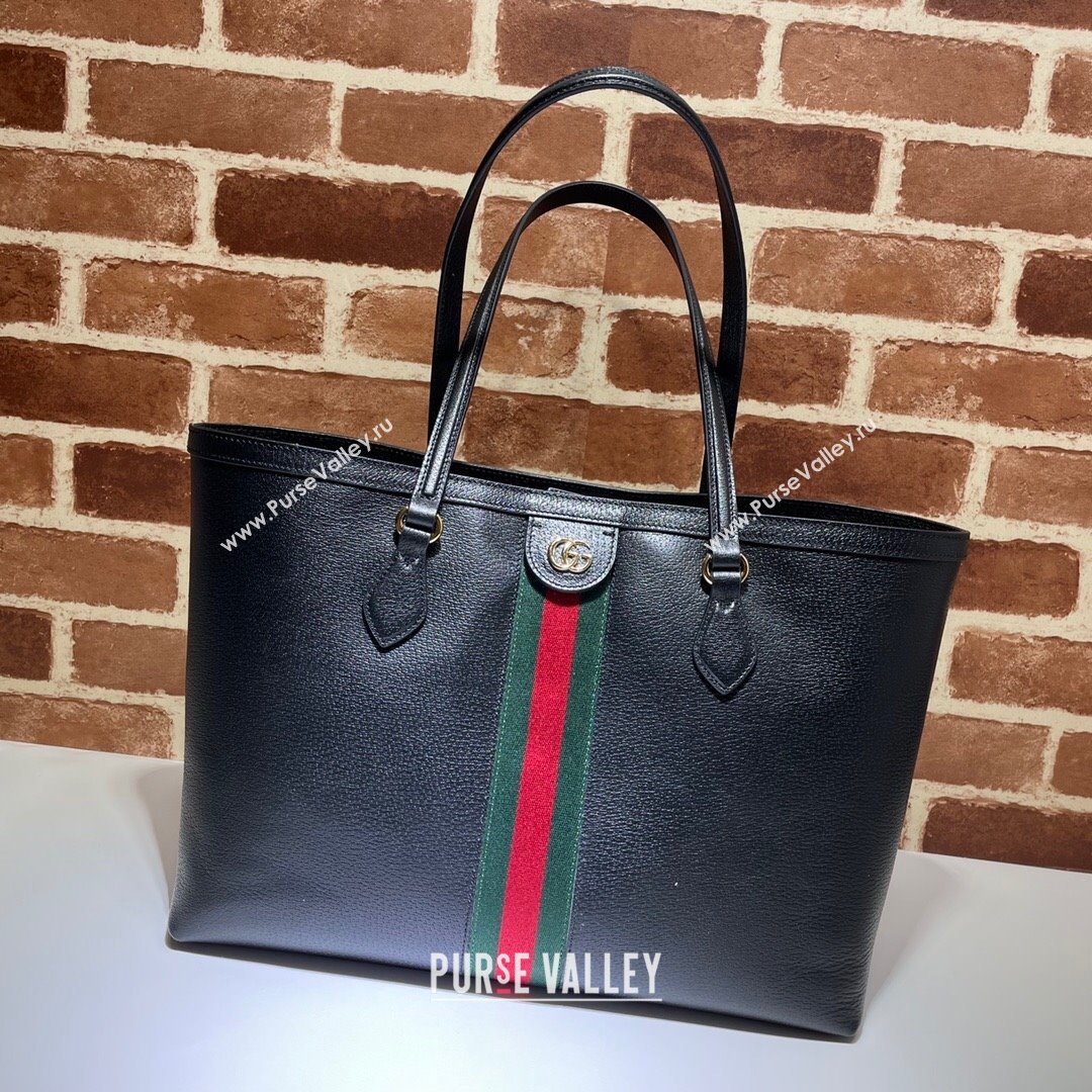 Gucci Ophidia Leather Medium Tote Bag Black 2021 (DLH-21090349)