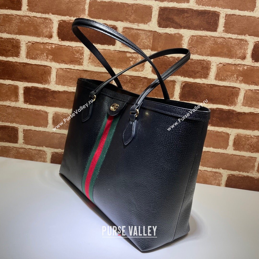 Gucci Ophidia Leather Medium Tote Bag Black 2021 (DLH-21090349)
