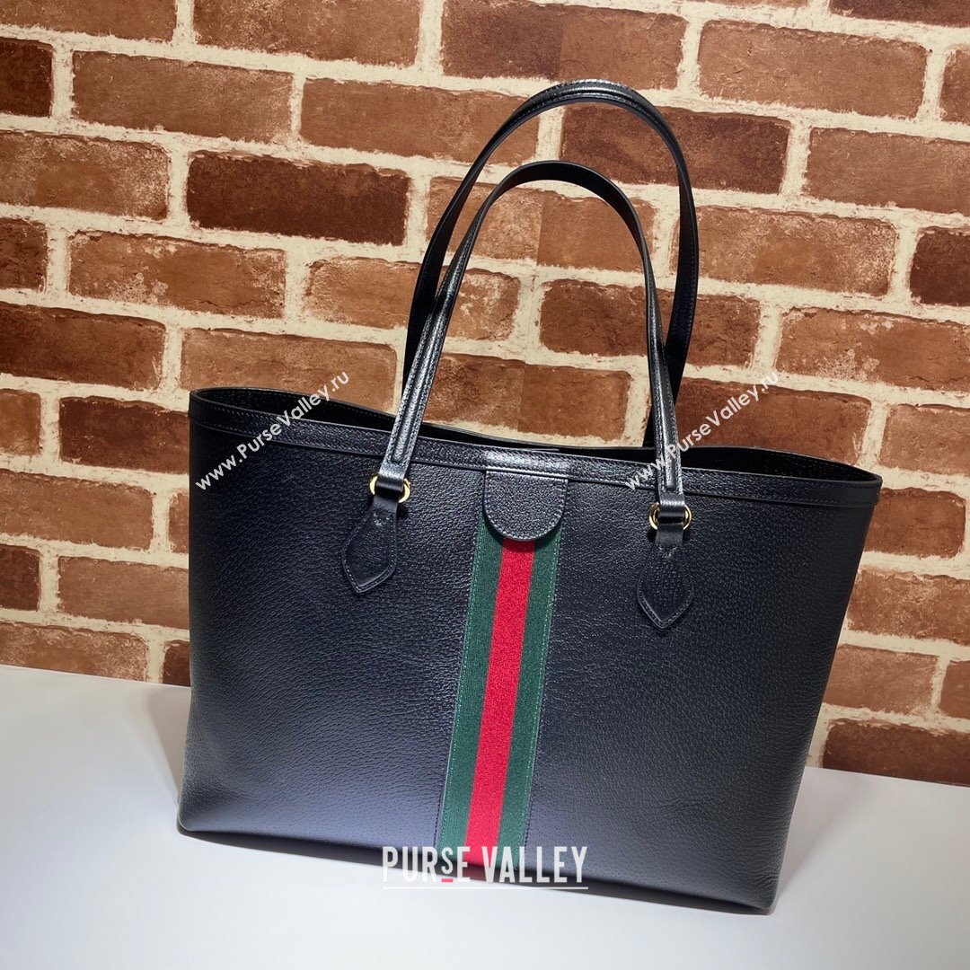 Gucci Ophidia Leather Medium Tote Bag Black 2021 (DLH-21090349)