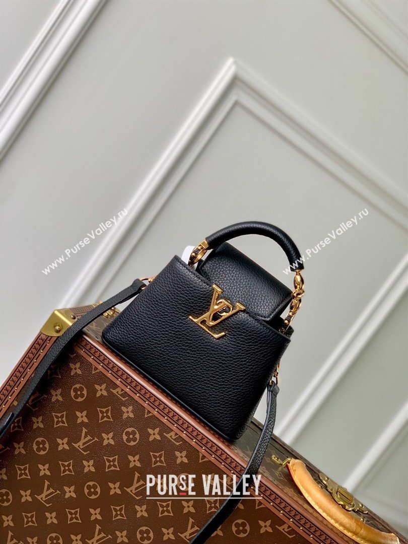 Louis Vuitton Capucines Mini Bag in Taurillon Leather M23943 Black 2024 (K-24090910)