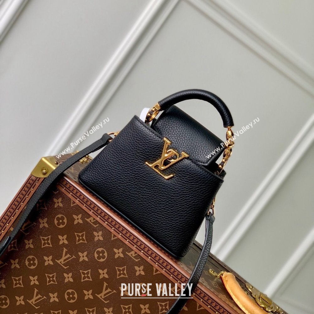 Louis Vuitton Capucines Mini Bag in Taurillon Leather M23943 Black 2024 (K-24090910)