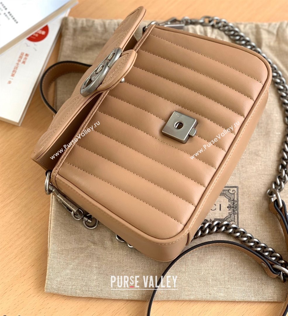 Gucci GG Marmont Geometric Leather Mini Top Handle Bag 583571 Rose Beige 2021 (DLH-21101567)