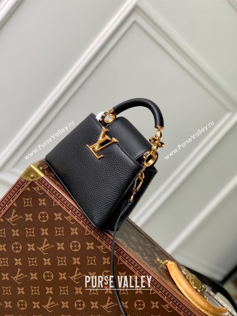 Louis Vuitton Capucines Mini Bag in Taurillon Leather M23943 Black 2024 (K-24090910)