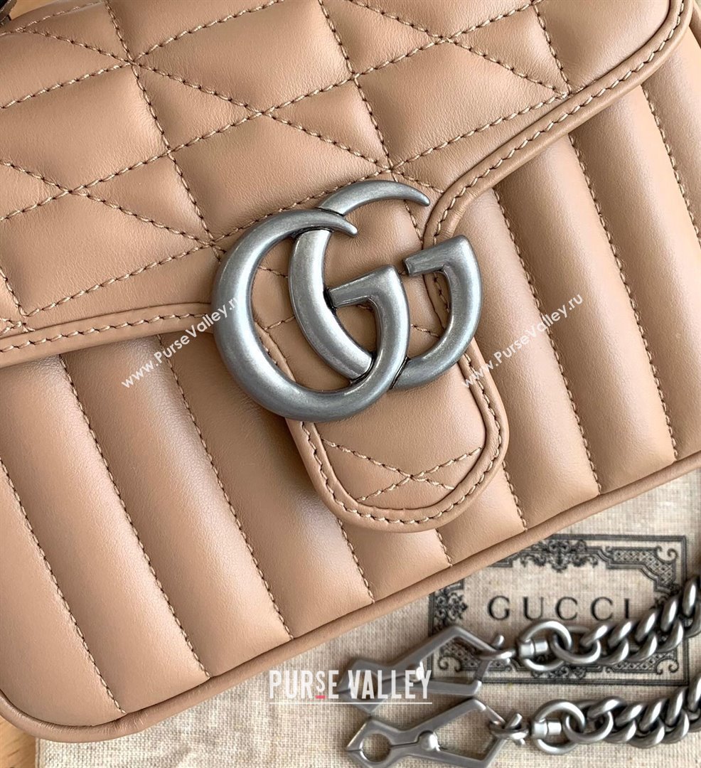 Gucci GG Marmont Geometric Leather Mini Top Handle Bag 583571 Rose Beige 2021 (DLH-21101567)