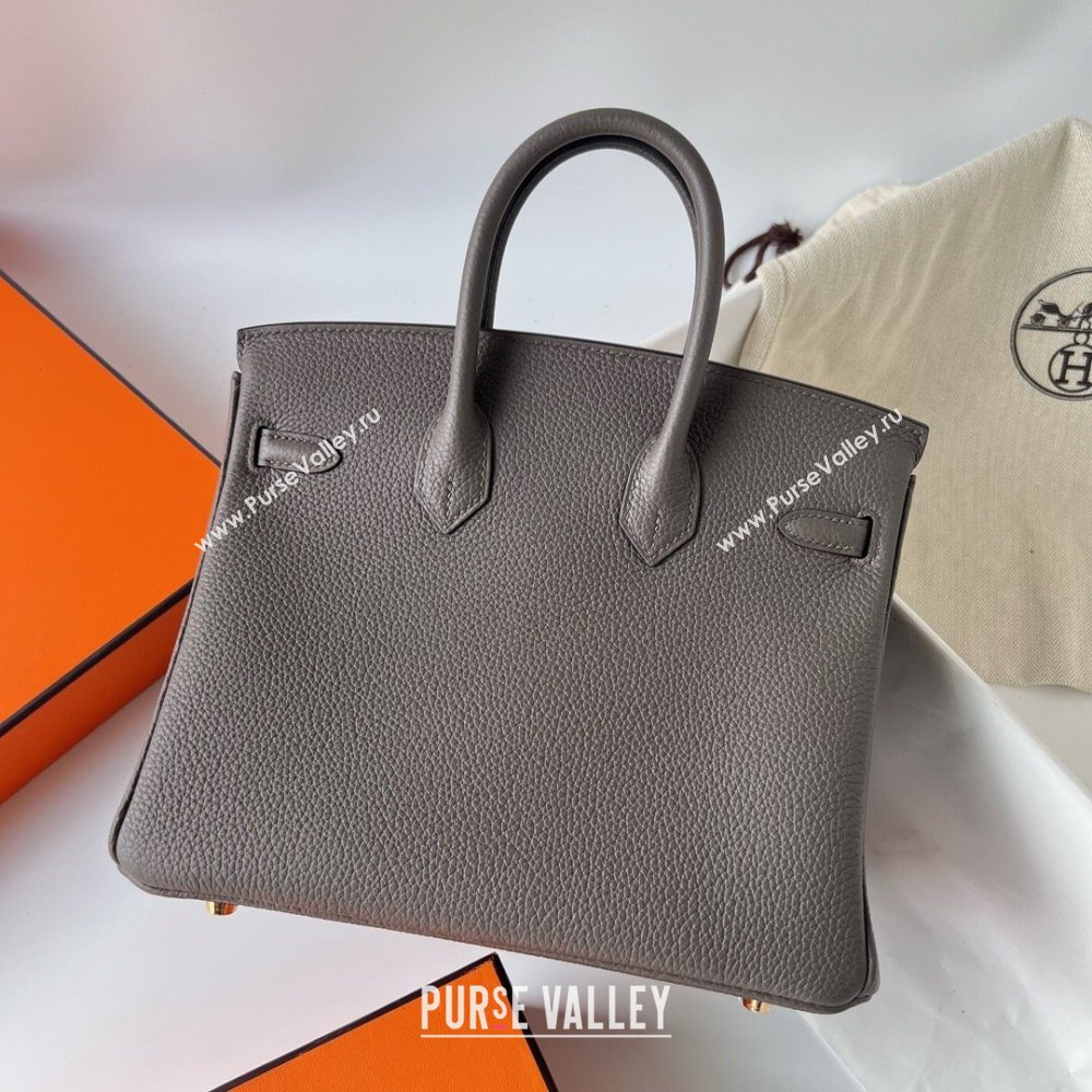 Hermes Birkin 25cm Bag in Original Togo Leather Tinware Grey/Gold 2023 (Pure Handmade) (Y-23110810)