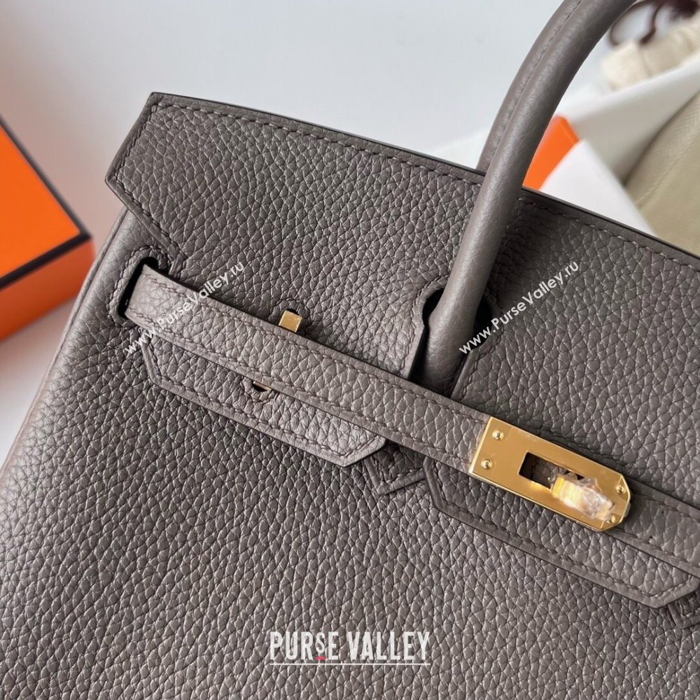 Hermes Birkin 25cm Bag in Original Togo Leather Tinware Grey/Gold 2023 (Pure Handmade) (Y-23110810)