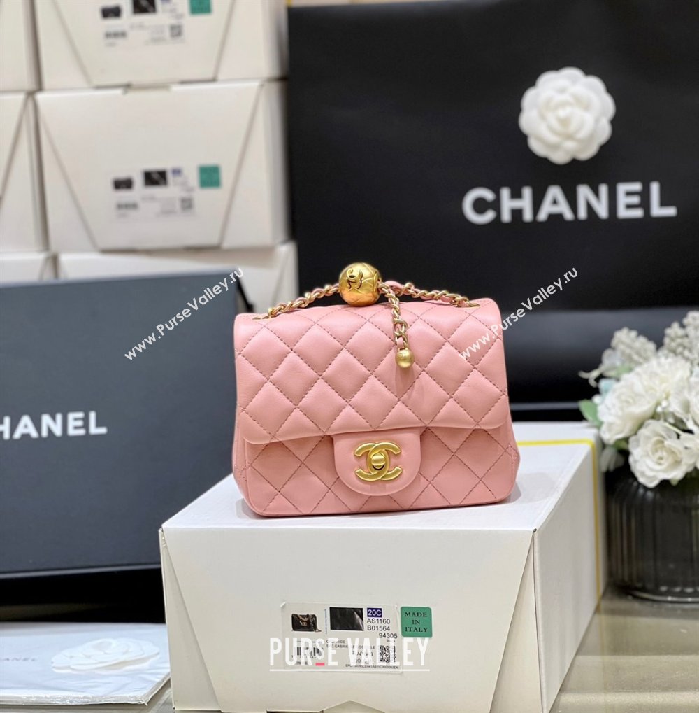 Chanel Lambskin Mini Flap Bag with Metal Ball AS1786 Pink/ Gold 2024 Top Quality (SHUNY-24040227)