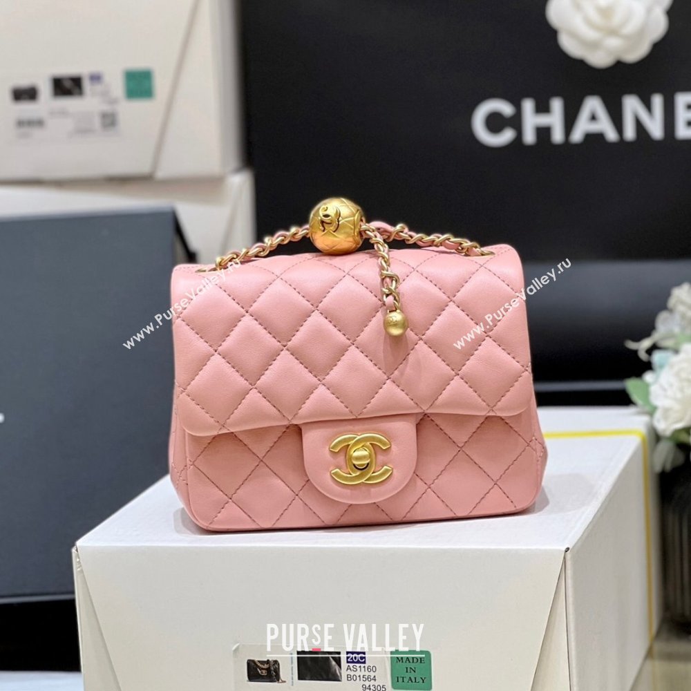 Chanel Lambskin Mini Flap Bag with Metal Ball AS1786 Pink/ Gold 2024 Top Quality (SHUNY-24040227)