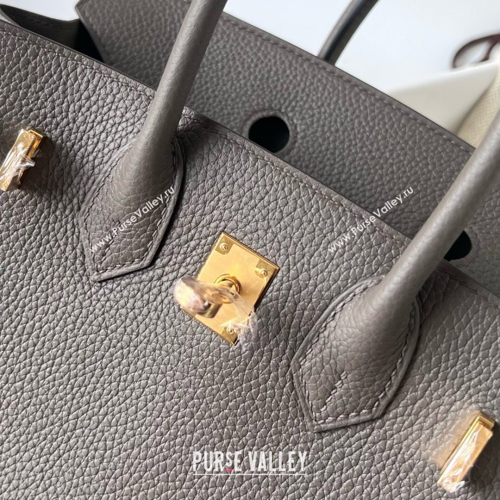 Hermes Birkin 25cm Bag in Original Togo Leather Tinware Grey/Gold 2023 (Pure Handmade) (Y-23110810)