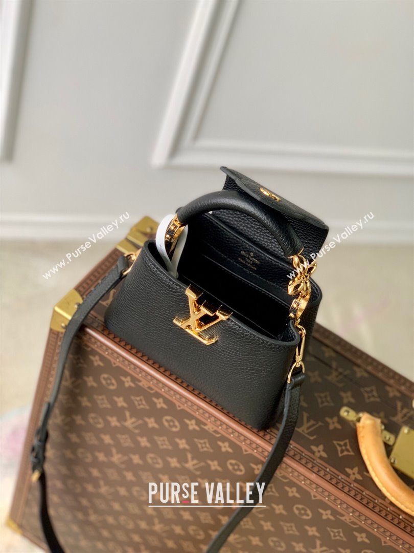 Louis Vuitton Capucines Mini Bag in Taurillon Leather M23943 Black 2024 (K-24090910)