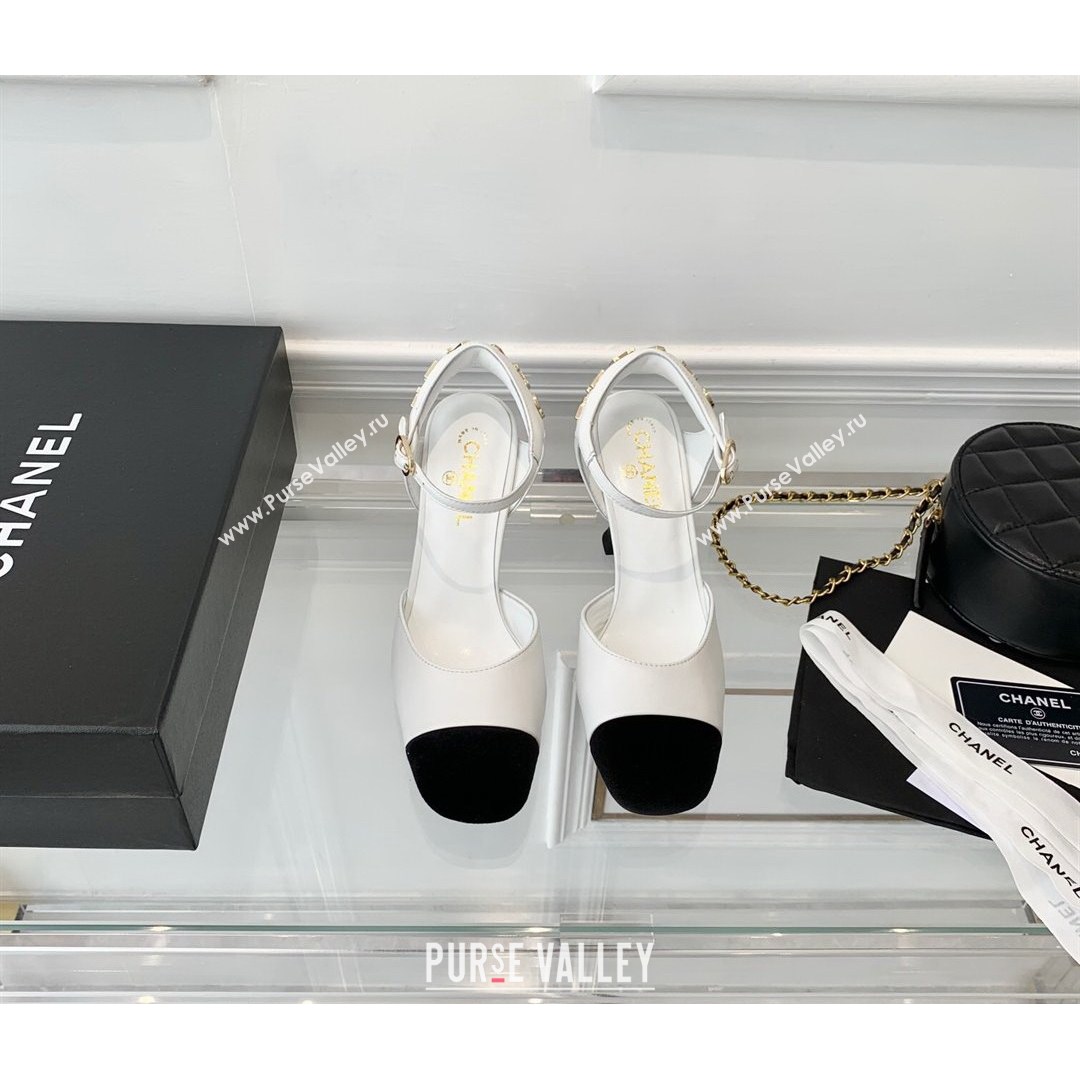 Chanel Lambskin Pumps 9cm with Logo Back White 2021 (MD-21080917)