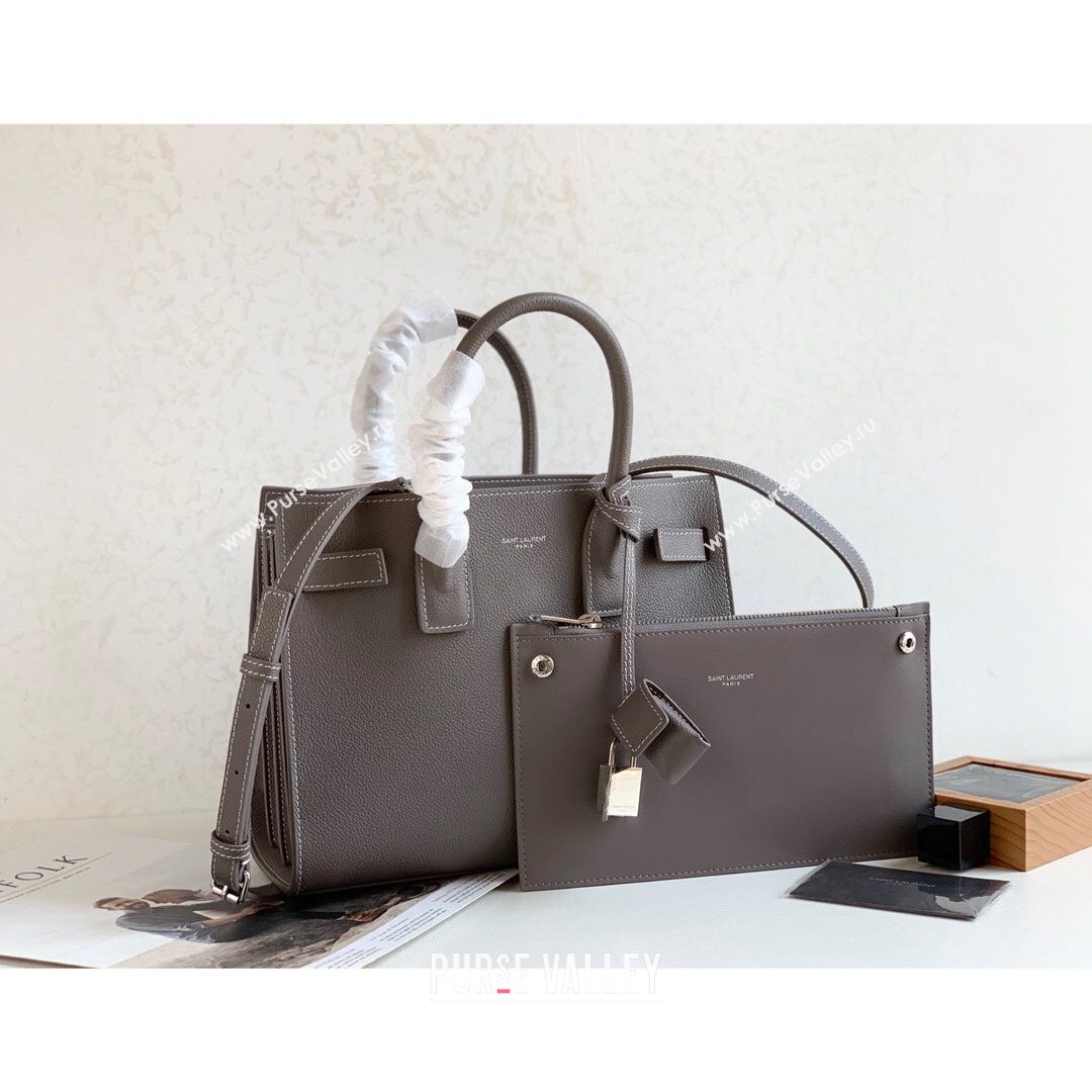 Saint Laurent Classic Baby Sac De Jour Bag in Grained Calfskin Grey 2021 (YID-210825054)
