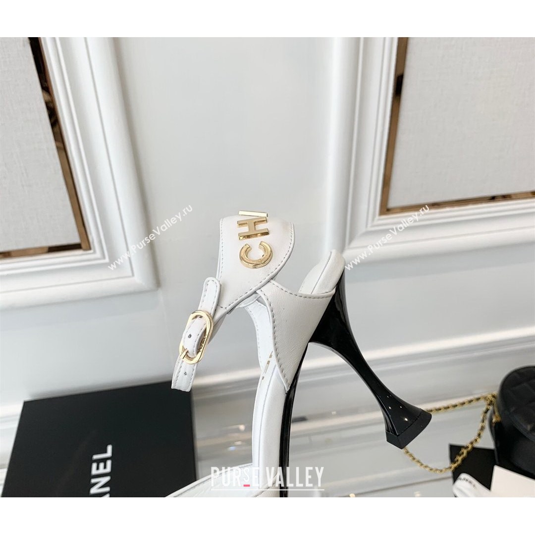 Chanel Lambskin Pumps 9cm with Logo Back White 2021 (MD-21080917)