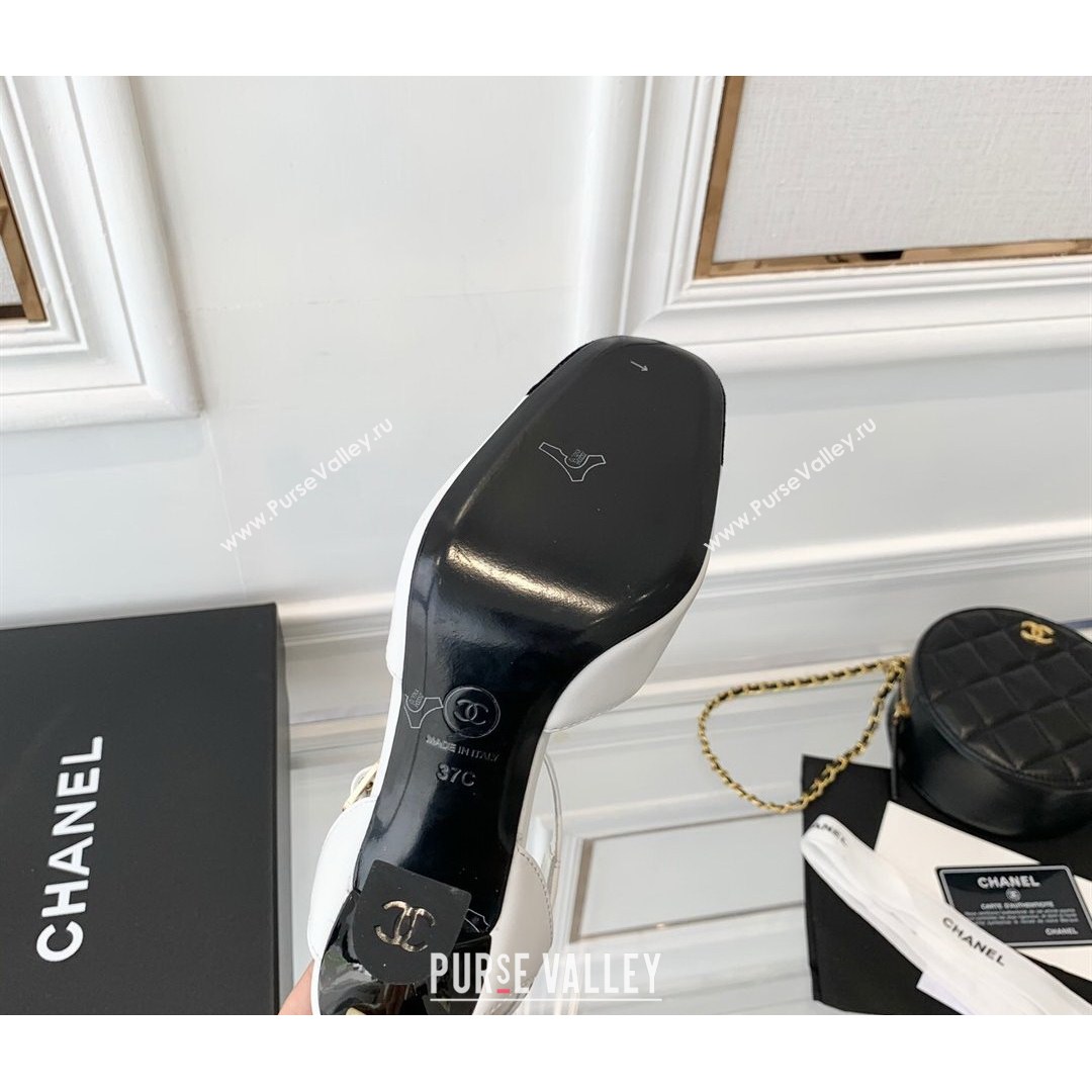 Chanel Lambskin Pumps 9cm with Logo Back White 2021 (MD-21080917)