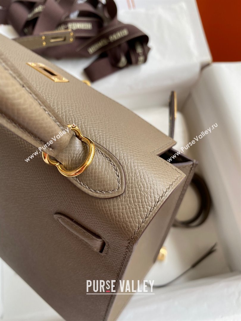 Hermes Kelly 25/28/32cm Bag in Original Epsom Leather Etoupe/Gold 2024 (Handmand) (M-24021902)