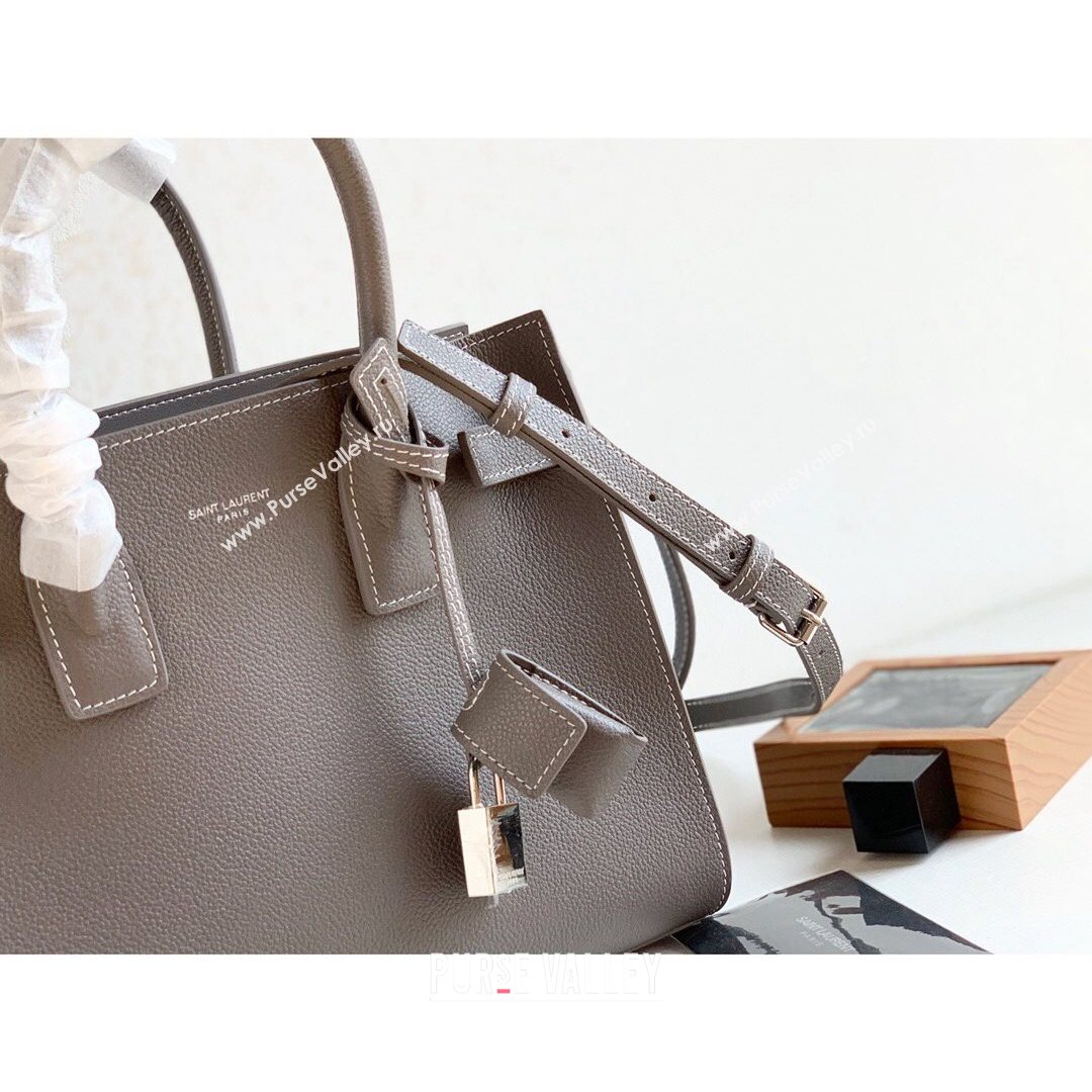 Saint Laurent Classic Baby Sac De Jour Bag in Grained Calfskin Grey 2021 (YID-210825054)