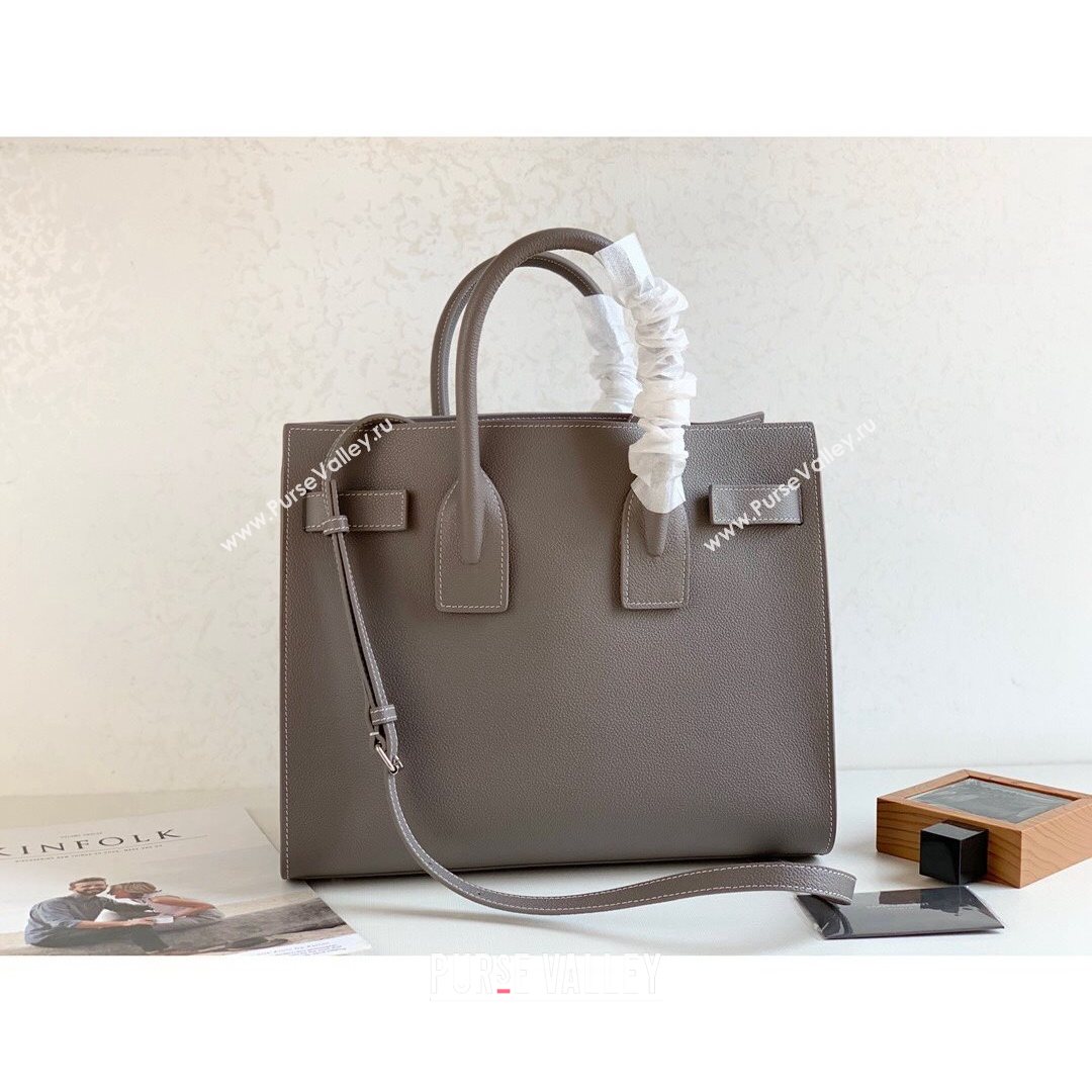 Saint Laurent Classic Small Sac De Jour Bag in Grained Calfskin Grey 2021 (YID-210825055)