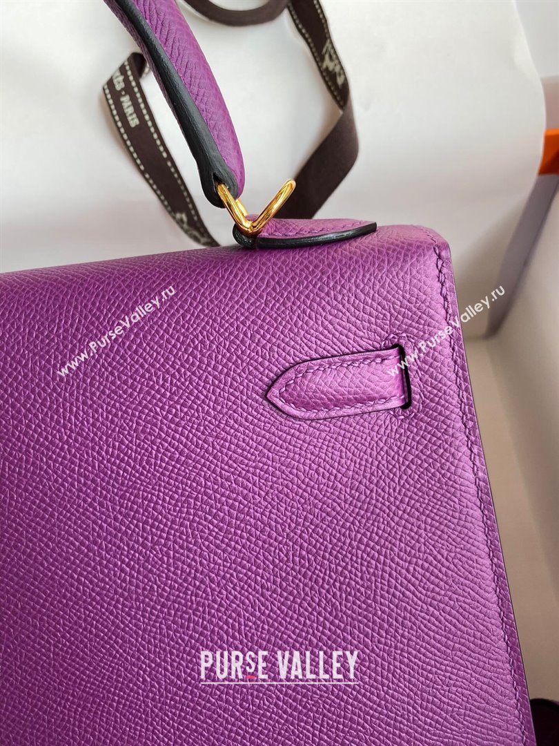 Hermes Kelly 25/28/32cm Bag in Original Epsom Leather Purple/Gold 2024 (Handmand) (M-24021903)