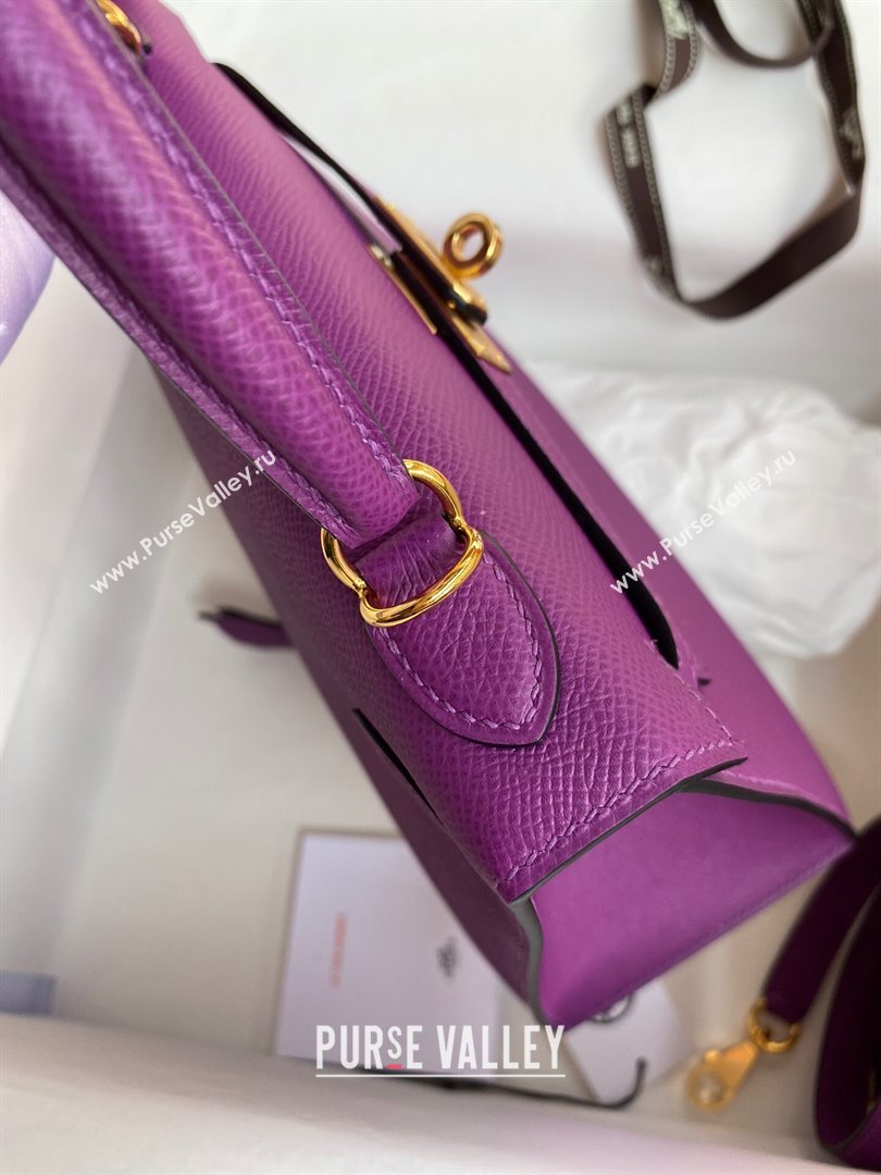 Hermes Kelly 25/28/32cm Bag in Original Epsom Leather Purple/Gold 2024 (Handmand) (M-24021903)