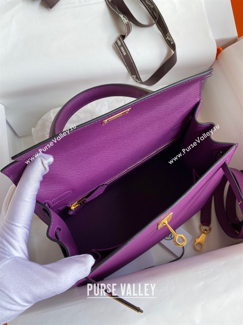 Hermes Kelly 25/28/32cm Bag in Original Epsom Leather Purple/Gold 2024 (Handmand) (M-24021903)