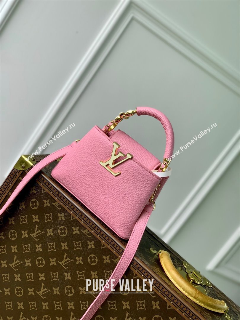 Louis Vuitton Capucines Mini Bag in Taurillon Leather M23943 Pink 2024 (K-24091401)