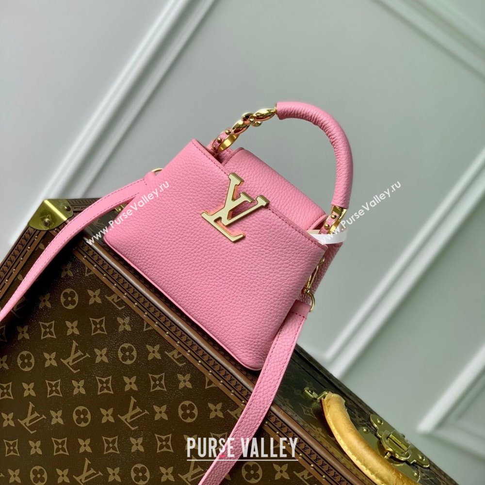 Louis Vuitton Capucines Mini Bag in Taurillon Leather M23943 Pink 2024 (K-24091401)