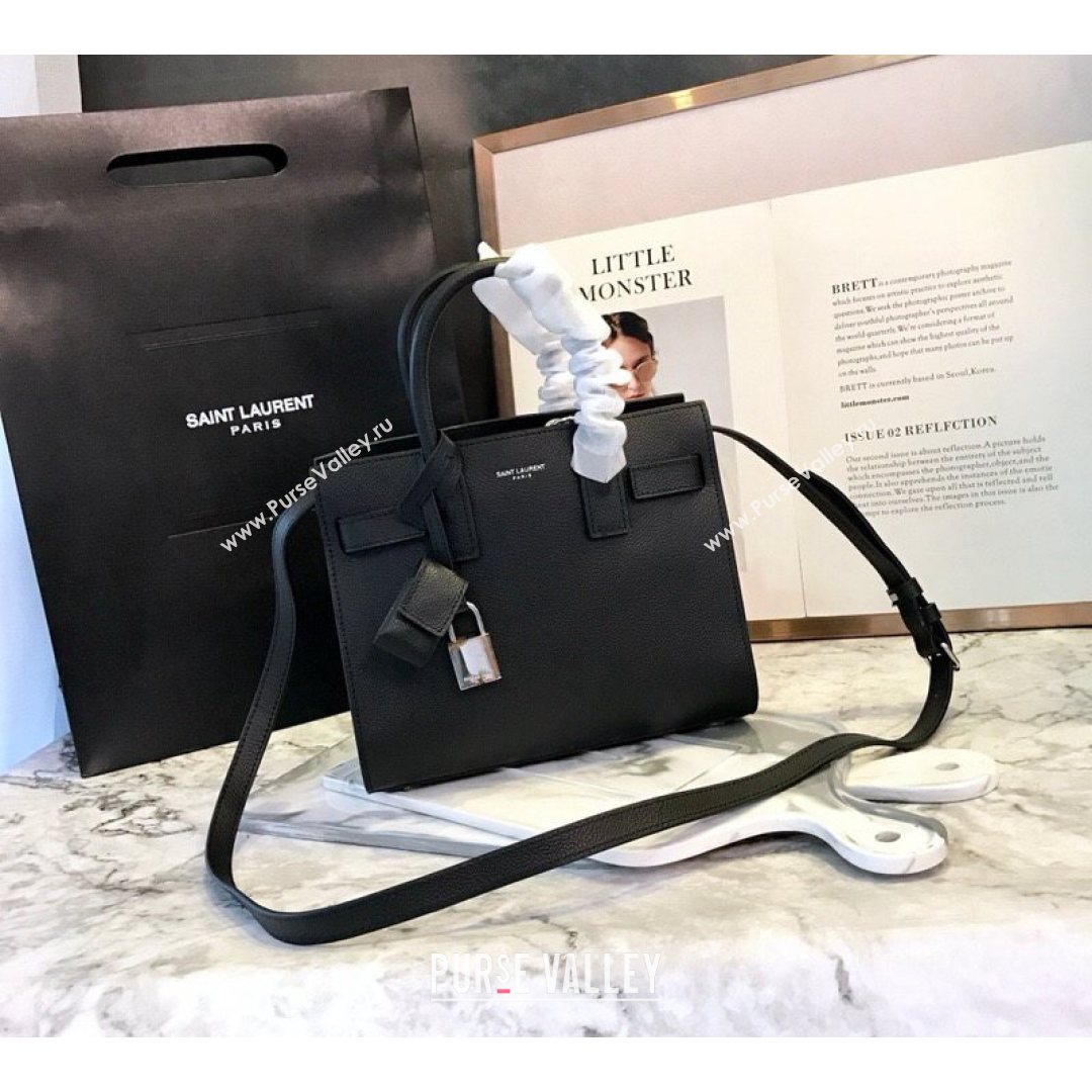 Saint Laurent Classic Nano Sac De Jour Bag in Grained Calfskin Black 2021 (YID-210825056)