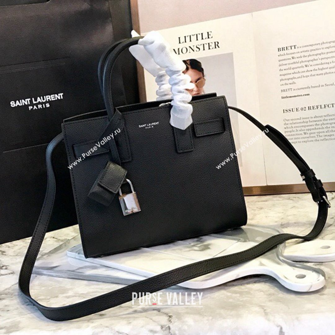 Saint Laurent Classic Nano Sac De Jour Bag in Grained Calfskin Black 2021 (YID-210825056)