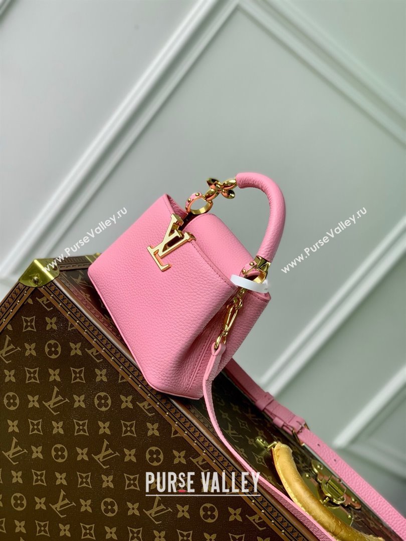 Louis Vuitton Capucines Mini Bag in Taurillon Leather M23943 Pink 2024 (K-24091401)