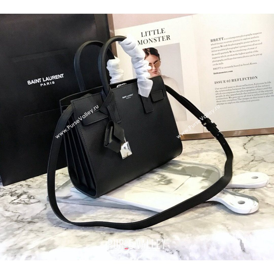 Saint Laurent Classic Nano Sac De Jour Bag in Grained Calfskin Black 2021 (YID-210825056)