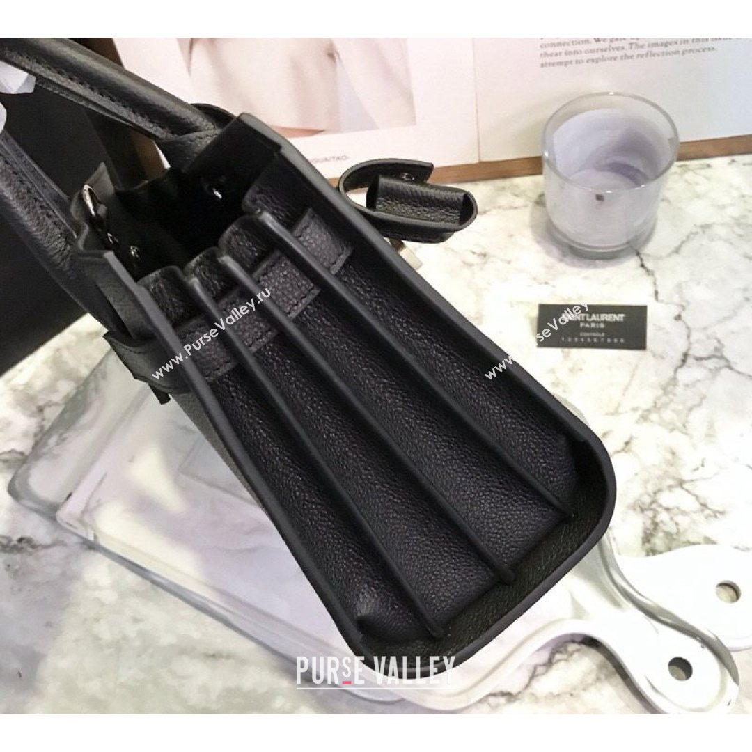 Saint Laurent Classic Nano Sac De Jour Bag in Grained Calfskin Black 2021 (YID-210825056)