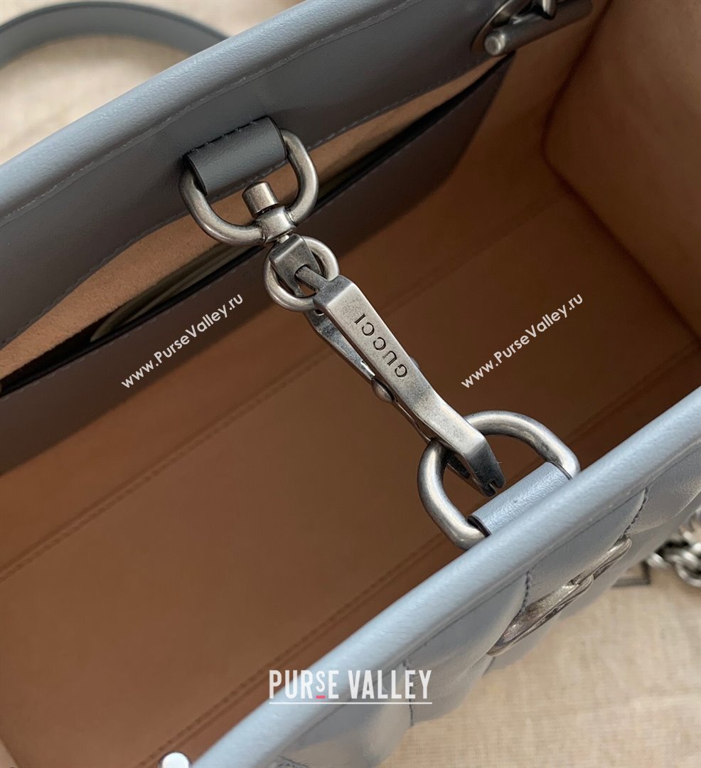 Gucci GG Marmont Geometric Leather Tote Bag 681483 Dark Grey 2021 (DLH-21101571)