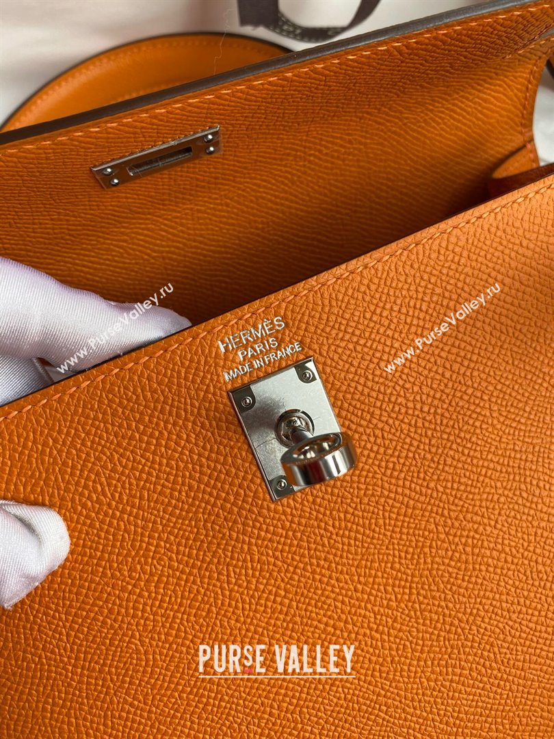 Hermes Kelly 25/28/32cm Bag in Original Epsom Leather Orange/Silver 2024 (Handmand) (M-24021904)