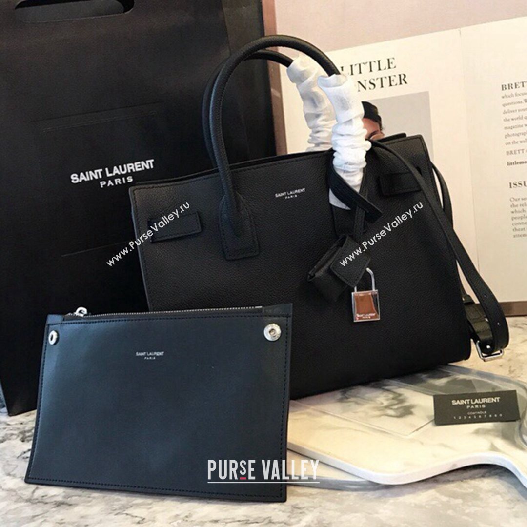 Saint Laurent Classic Baby Sac De Jour Bag in Grained Calfskin Black 2021 (YID-210825057)