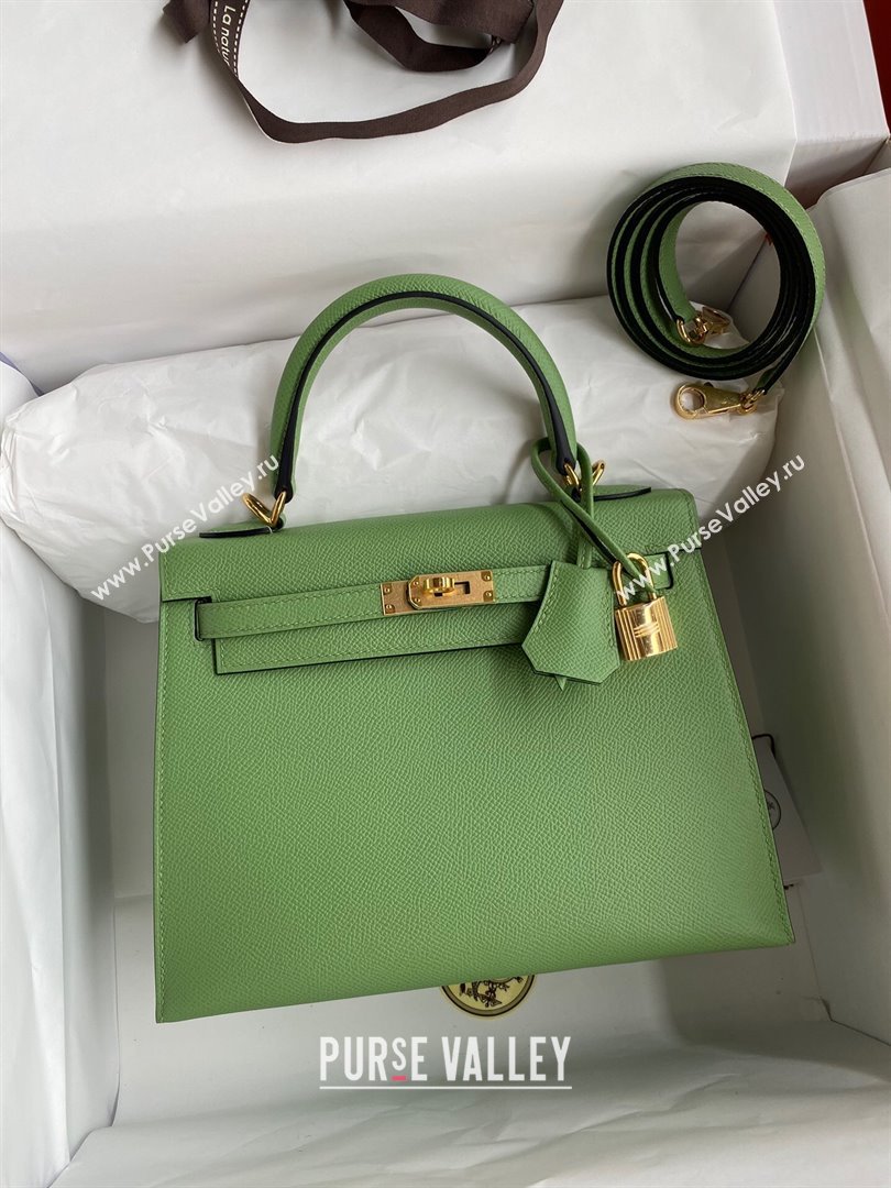 Hermes Kelly 25/28/32cm Bag in Original Epsom Leather Avocado Green/Gold 2024 (Handmand) (M-24021905)