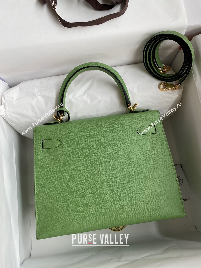 Hermes Kelly 25/28/32cm Bag in Original Epsom Leather Avocado Green/Gold 2024 (Handmand) (M-24021905)