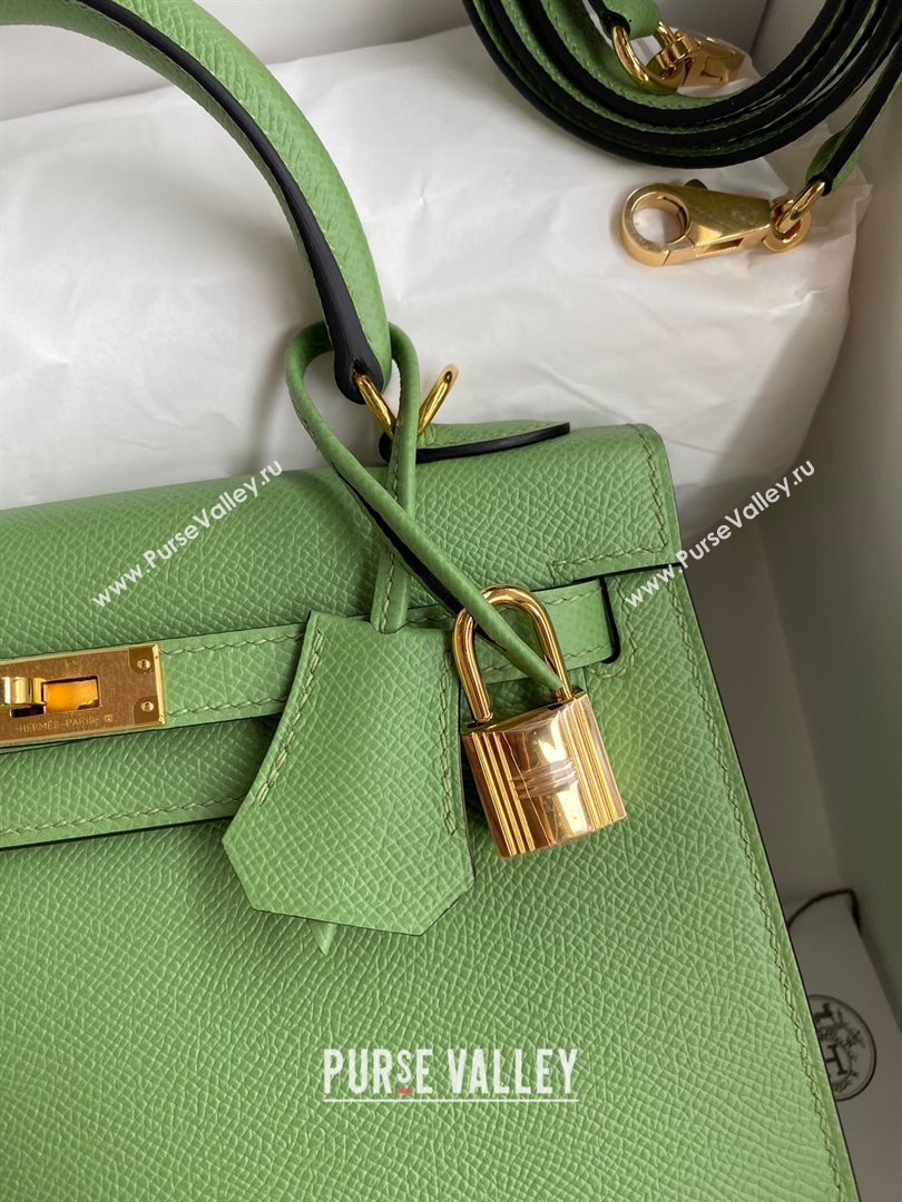 Hermes Kelly 25/28/32cm Bag in Original Epsom Leather Avocado Green/Gold 2024 (Handmand) (M-24021905)