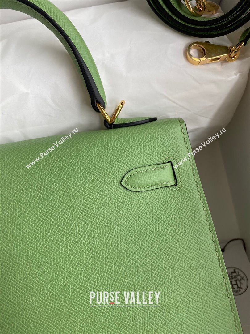 Hermes Kelly 25/28/32cm Bag in Original Epsom Leather Avocado Green/Gold 2024 (Handmand) (M-24021905)