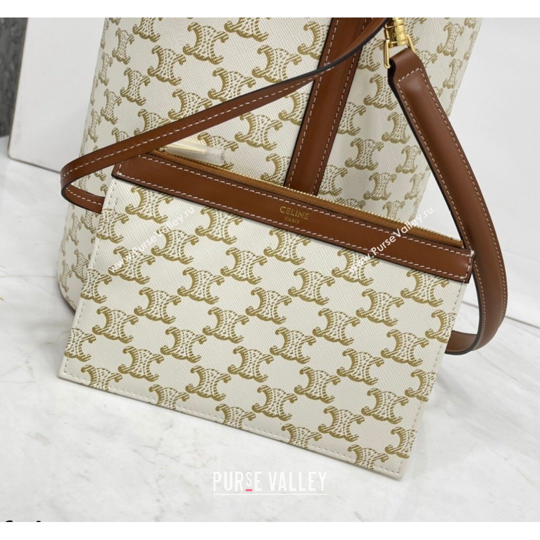 Celine Bucket 16 Bag in White Triomphe Canvas 2021 (BL-21090401)