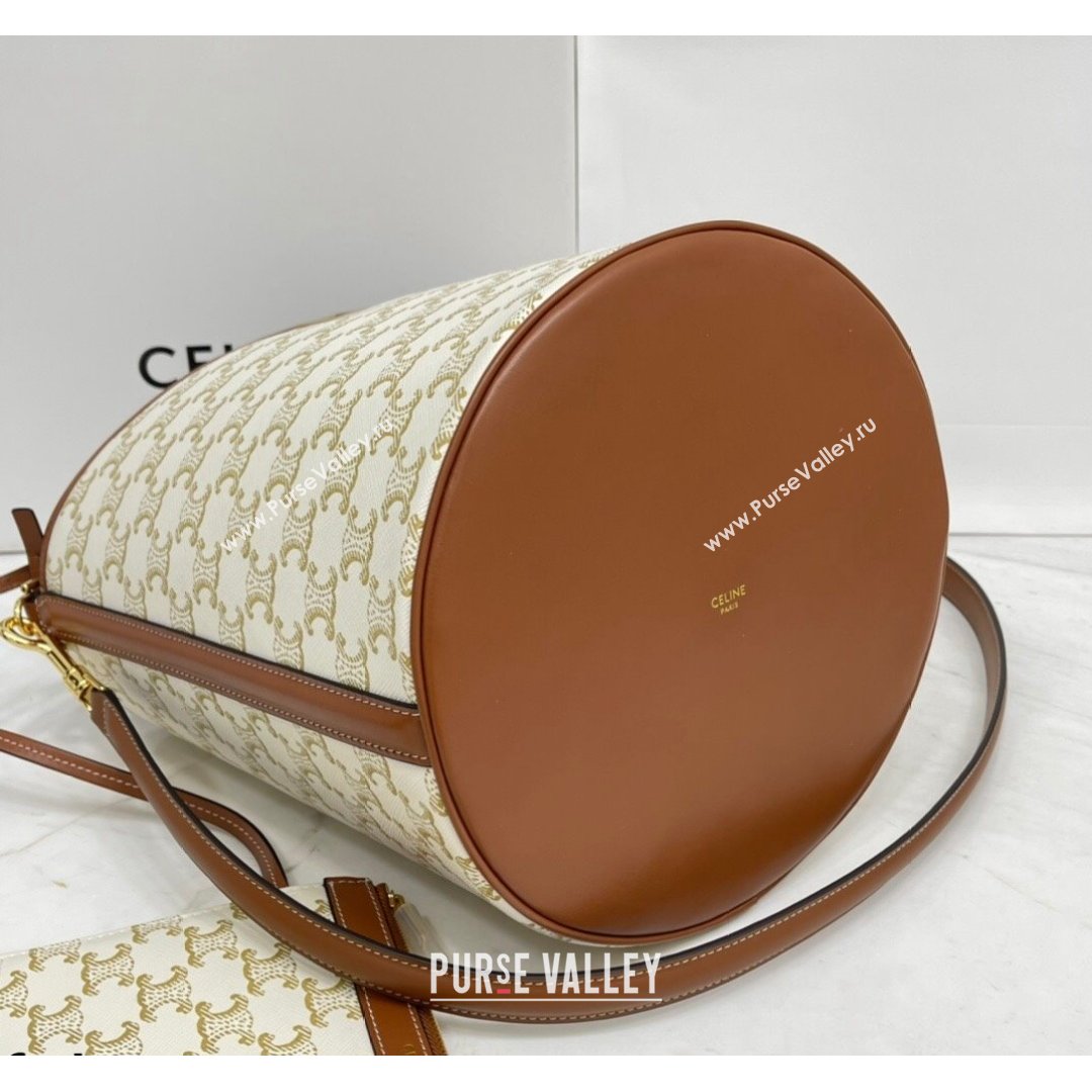 Celine Bucket 16 Bag in White Triomphe Canvas 2021 (BL-21090401)