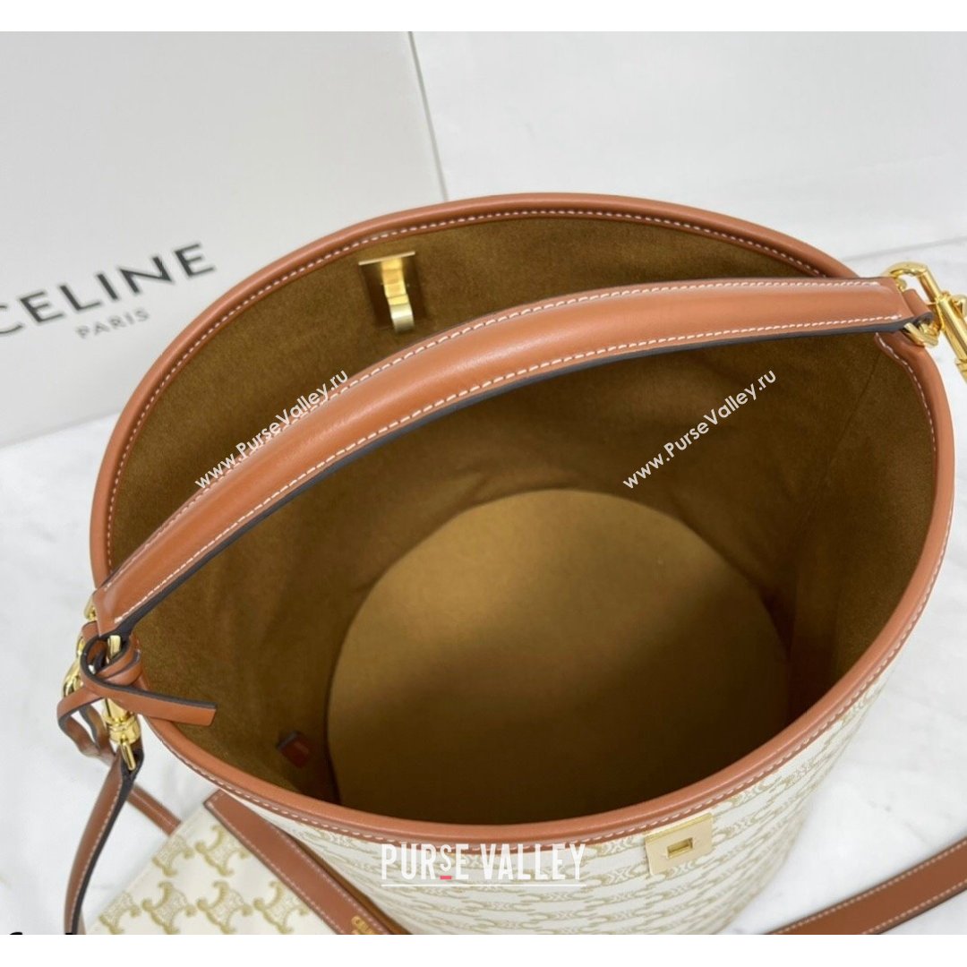 Celine Bucket 16 Bag in White Triomphe Canvas 2021 (BL-21090401)