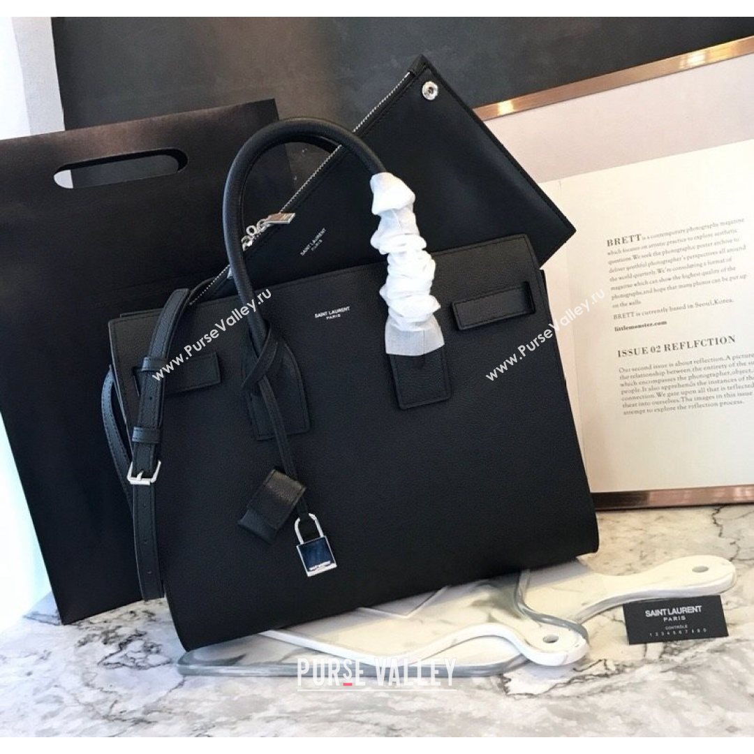Saint Laurent Classic Small Sac De Jour Bag in Grained Calfskin Black 2021 (YID-210825058)