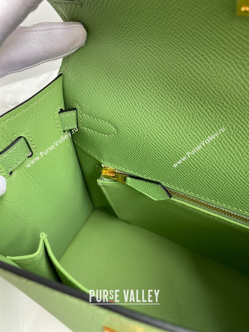 Hermes Kelly 25/28/32cm Bag in Original Epsom Leather Avocado Green/Gold 2024 (Handmand) (M-24021905)