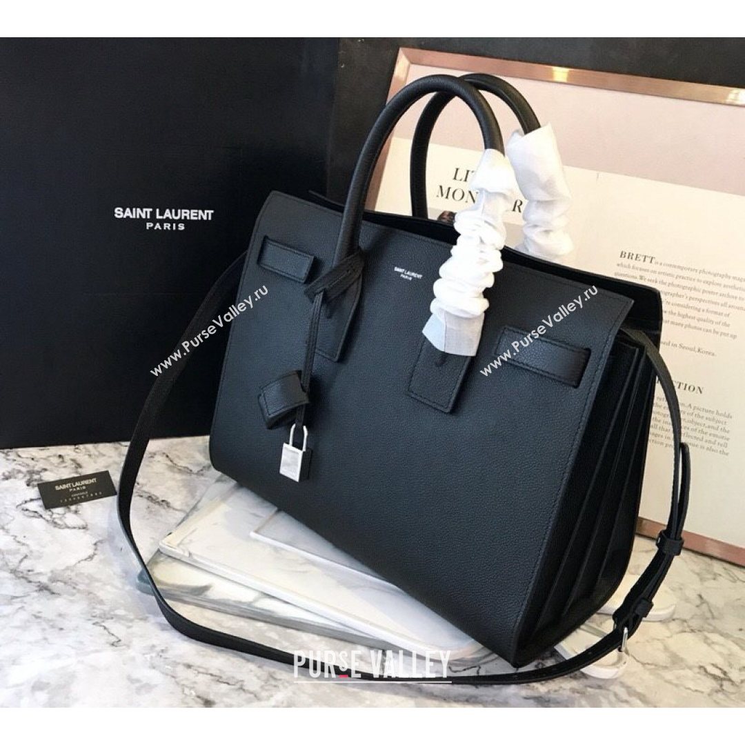 Saint Laurent Classic Small Sac De Jour Bag in Grained Calfskin Black 2021 (YID-210825058)