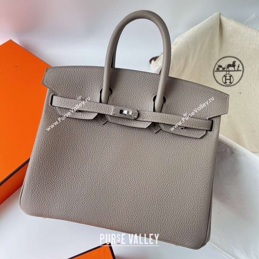 Hermes Birkin 25cm Bag in Original Togo Leather Asphalt Grey/Silver 2023 (Pure Handmade) (Y-23110813)