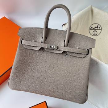 Hermes Birkin 25cm Bag in Original Togo Leather Asphalt Grey/Silver 2023 (Pure Handmade) (Y-23110813)