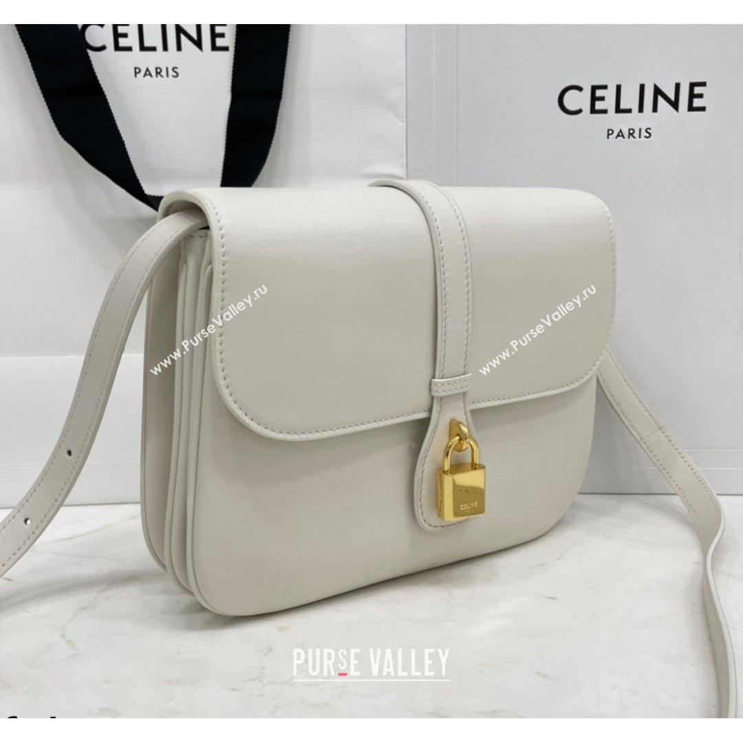 Celine Medium Tabou Shoulder Bag in Smooth Calfskin White 2021 196583 (BL-21090407)