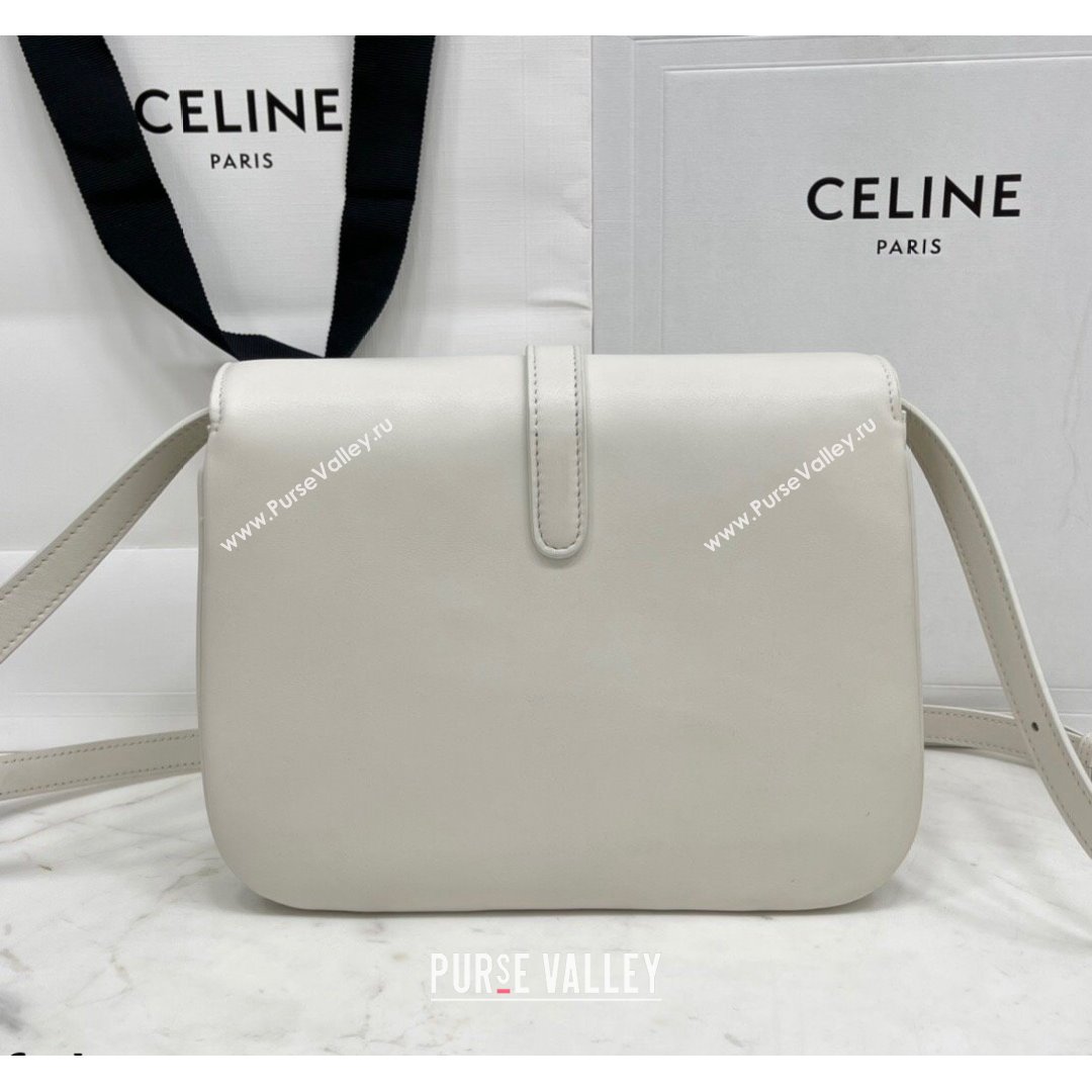 Celine Medium Tabou Shoulder Bag in Smooth Calfskin White 2021 196583 (BL-21090407)