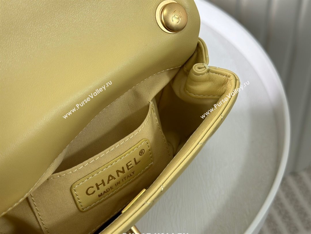 Chanel Lambskin Mini Flap Bag with Pearl Chain AS4868 Yellow 2024 (SM-24072317)