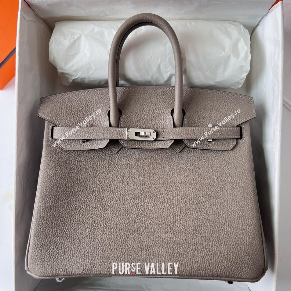 Hermes Birkin 25cm Bag in Original Togo Leather Asphalt Grey/Silver 2023 (Pure Handmade) (Y-23110813)